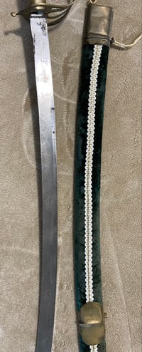 Image 4 of  Vintage Indian Dress Talwar w/Green Velvet Scabbard & Etched Blade