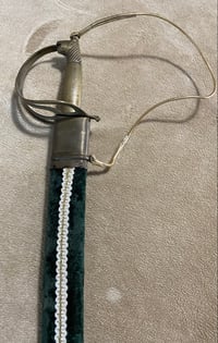 Image 3 of  Vintage Indian Dress Talwar w/Green Velvet Scabbard & Etched Blade