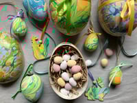 Image 4 of Hand Marbled Ceramic Easter Egg Decorations- set of four