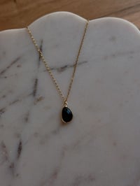 Image 1 of Obsidian Angel Tear Necklace (Gold)