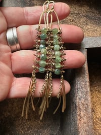 Image 2 of Laddered Apatite brass earrings 