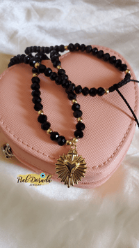 Image 1 of Black Sagrado Corazón String Necklace 