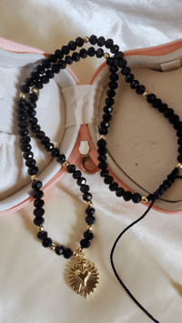 Image 2 of Black Sagrado Corazón String Necklace 