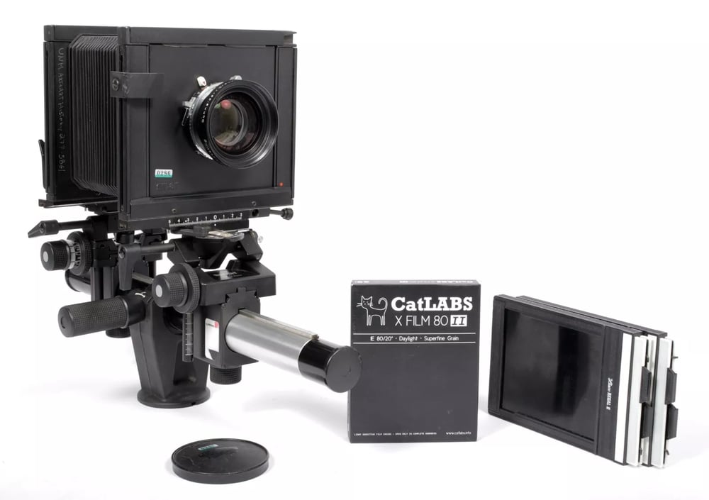Image of Sinar F2 4X5 Camera with Schneider 210mm F5.6 MC lens + holders + film #0286