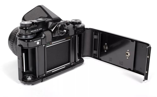 Image of Pentax 67 MLU 6X7 camera with metered prism and LATE SMC 90mm F2.8 lens #0284