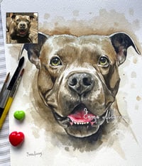 Image 2 of Custom pet watercolor painting 100% handmade