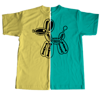 Image 1 of Balloon Dog Skeleton T-Shirt | Unisex Sizes | Yellow & Teal