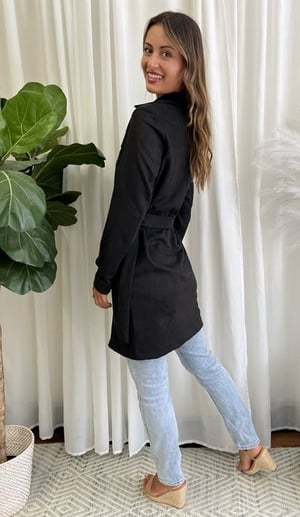 Image of Suede Jacket with belt - black