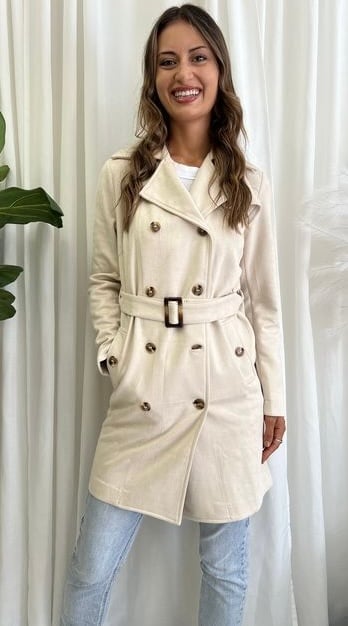 Image of Suede Jacket with belt - cream