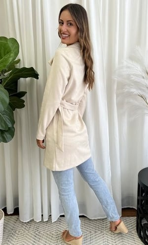 Image of Suede Jacket with belt - cream