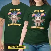 Image 5 of Its My Birthday Sloth Lovers Unisex T-shirt