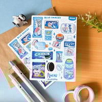 Image 2 of Blue Snacks Sticker Sheet