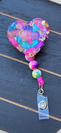 Image 1 of Custom name badge reel, mosaic badge reel, beads badge reel