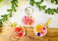 Image 1 of Scannable  Dog tag, Flower dog tag, Cute dog tag, Circle tag, custom tag, Dog lover, Flowers, Res...