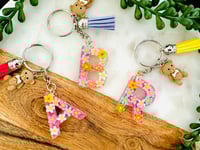 Image 1 of Floral Fun, Keychains for Teens, kids keychain Backpack keychain, summer camp keychain, nfc tag e...
