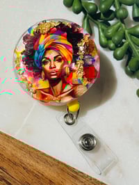 Image 3 of Juneteenth Black, African  American, Nurse, Natural Hair, Locs, Scrubs, Retractable Badge Holder,...