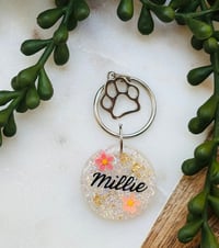 Image 3 of Dainty pet tag, cute dog tag, classy dog tag, Circle tag, Unique tag, Dog lover, pet tag, Resin, ...