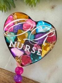 Image 1 of Custom name badge reel, mosaic badge reel, beads badge reel, blue mosaic badge reel, pink mosaic ...