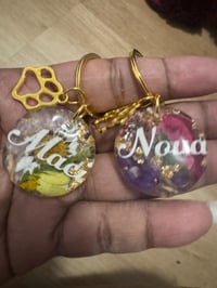 Image 5 of Scannable  Dog tag, Flower dog tag, Cute dog tag, Circle tag, custom tag, Dog lover, Flowers, Res...