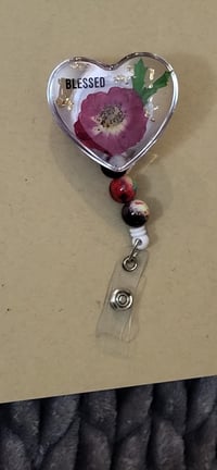 Image 2 of Flower Resin, Heart shape Badge Reel, Custom name badge reel, Nurses Badge Reel, Gift for nurses