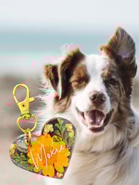 Image 1 of Resin Dog tag, Flower dog tag, Cute dog tag, Circle tag, Unique tag, Dog lover, Flowers, Resin, G...