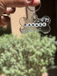 Image 2 of Resin Dog tag, silver dog tag, Cute dog tag, Circle tag, Unique tag, Dog lover, Flowers, Resin, G...