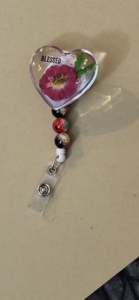 Image 3 of Flower Resin, Heart shape Badge Reel, Custom name badge reel, Nurses Badge Reel, Gift for nurses