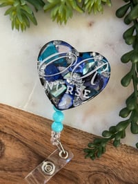 Image 4 of Custom name badge reel, mosaic badge reel, beads badge reel, blue mosaic badge reel, pink mosaic ...