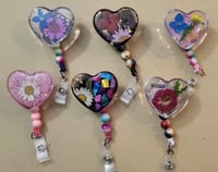 Image 4 of Flower Resin, Heart shape Badge Reel, Custom name badge reel, Nurses Badge Reel, Gift for nurses
