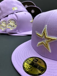 Image 1 of New Era 59Fifty Cotton Tropic Purple/ Gold / Walnut UV