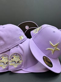 Image 2 of New Era 59Fifty Cotton Tropic Purple/ Gold / Walnut UV