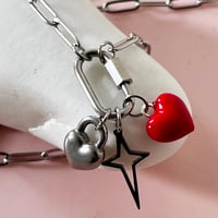 Image 3 of Hearts and Star Carabiner Necklace