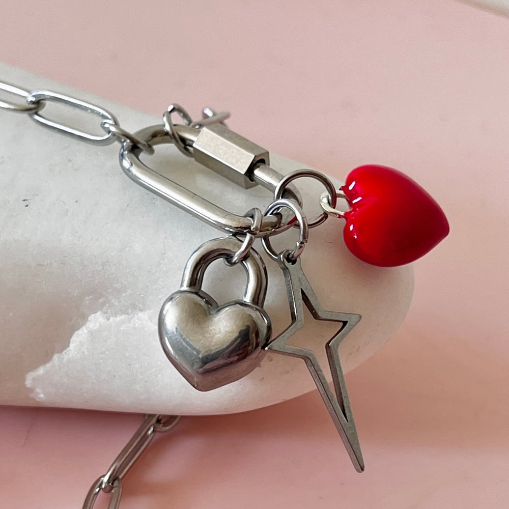 Image of Hearts and Star Carabiner Necklace
