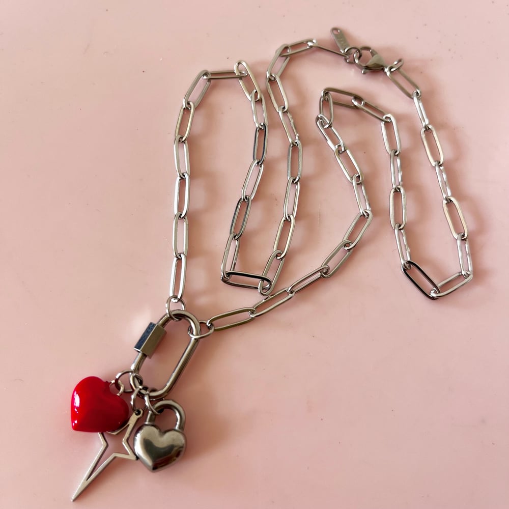 Image of Hearts and Star Carabiner Necklace