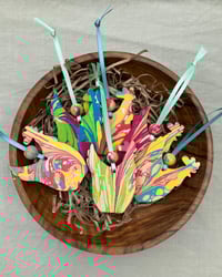Image 1 of Hand Marbled Chicken Easter Decoration- Set of 3