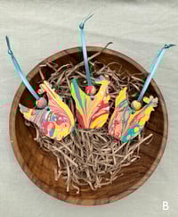 Image 3 of Hand Marbled Chicken Easter Decoration- Set of 3