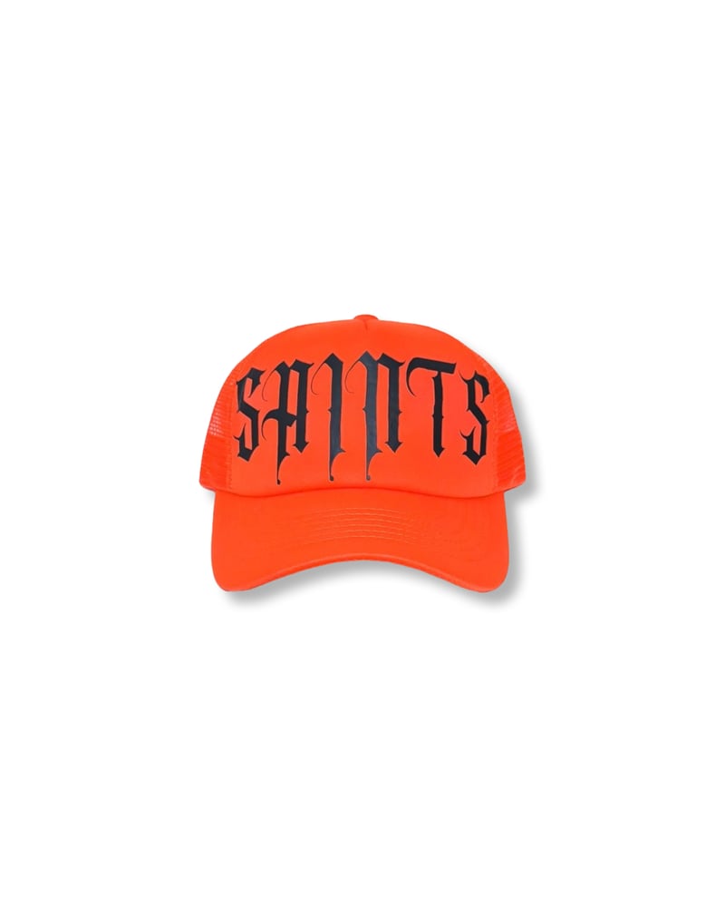 Image of SAINTS Trucker-Orange/Black