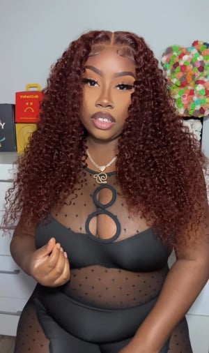 Image of 7x5 Burgundy Curly Lace Closure Wig in 24”