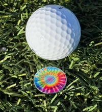 Image 1 of Tie Dye Golf Ball Marker - Gift for Hippie Golfer - Grateful Dead Tie Dye - Golf Hat Accessory - ...