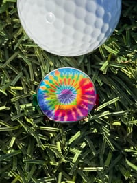Image 2 of Tie Dye Golf Ball Marker - Gift for Hippie Golfer - Grateful Dead Tie Dye - Golf Hat Accessory - ...