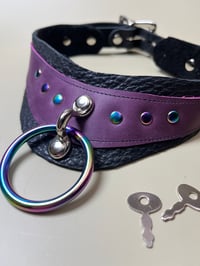 Image 1 of Locking play collar and purple and rainbows