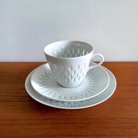 Image 1 of Arabia Finland Rice Porcelain Coffee Cup Trio Set