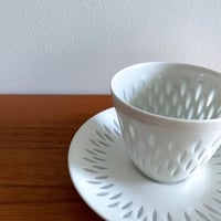 Image 2 of Arabia Finland Rice Porcelain Coffee Cup Trio Set