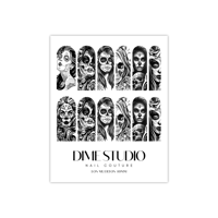 Image 4 of DIOS DE LOS MUERTOS MONOCHROME NAIL DECALS 