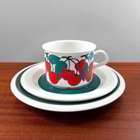 Image 1 of Arabia Finland Kirsikka Tea Cup Trio Set