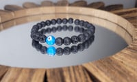 Image 2 of Evil Eye Lava Rock Bracelet