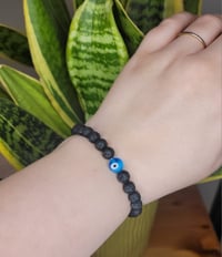 Image 4 of Evil Eye Lava Rock Bracelet