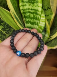 Image 5 of Evil Eye Lava Rock Bracelet