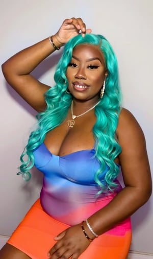 Image of Teal 13x5 Lace Front Wig in 26”