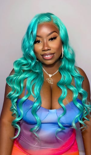Image of Teal 13x5 Lace Front Wig in 26”
